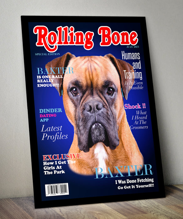 a picture of a dog on a magazine cover