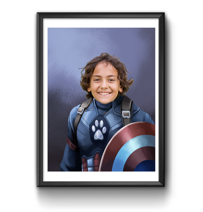 a picture of a young boy with a dog's paw on his chest