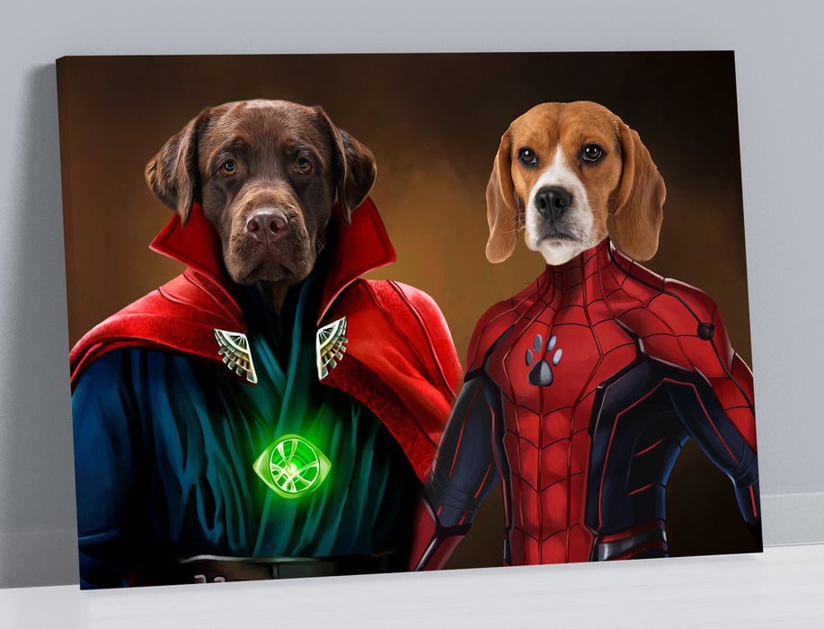 Pet Portrait Canvas Duos - Dr Strange and Spiderman - Pet Canvas Art